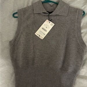 Zara Gray Sleeveless Sweater